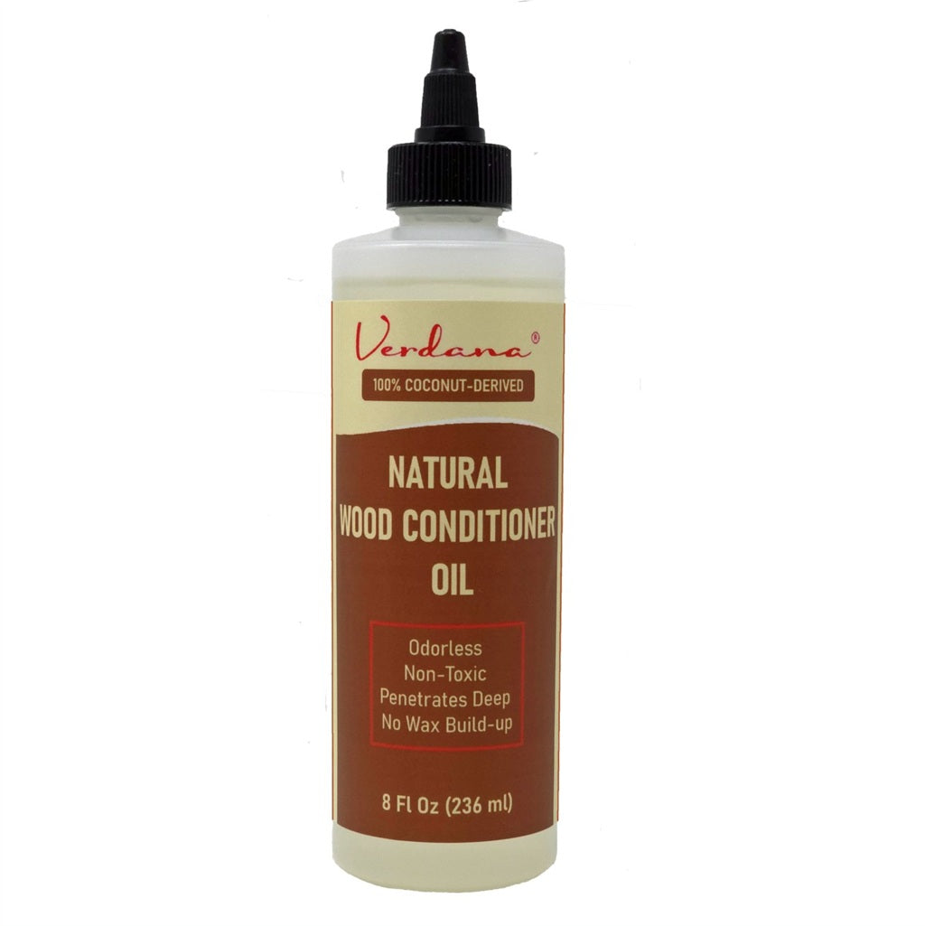 Verdana Natural Wood Conditioner Oil - 8 Fl Oz - Odorless, Non-Toxic Coconut Oil Polish for Furniture