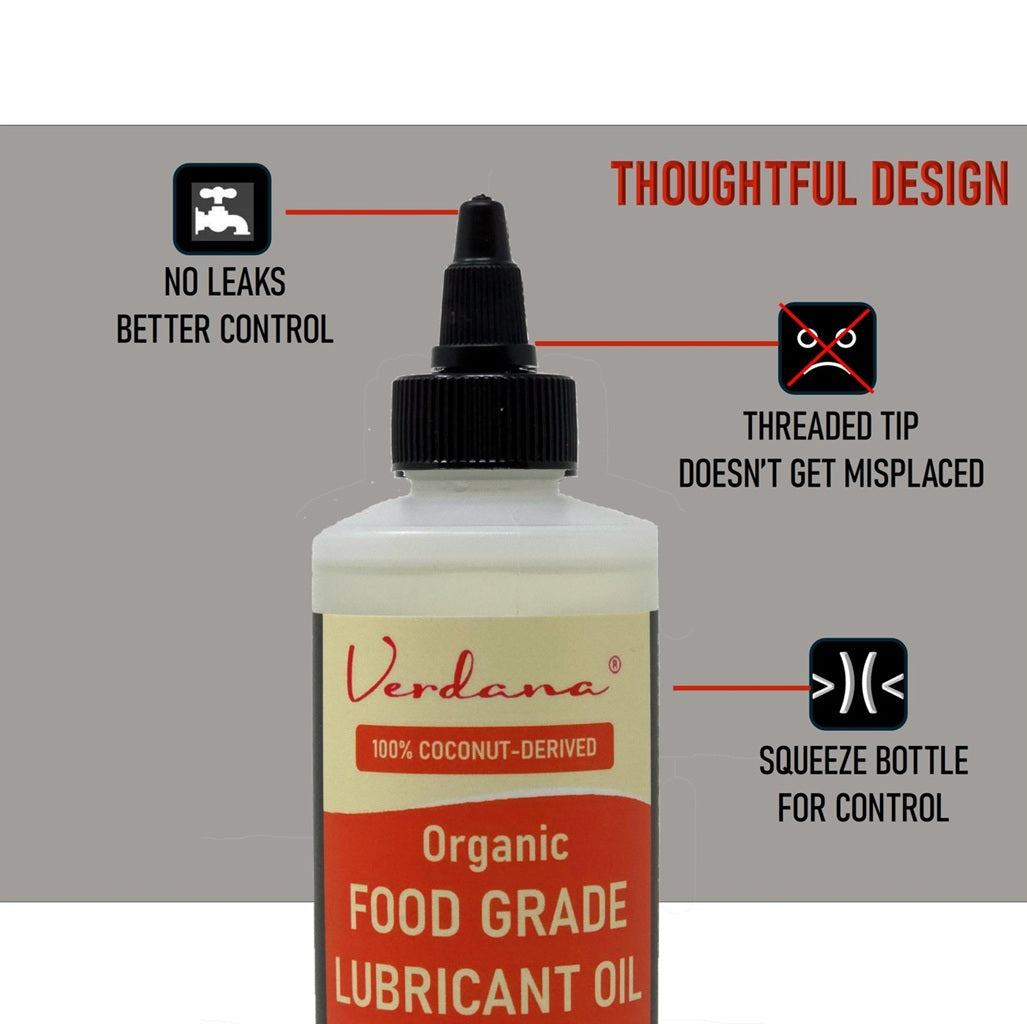 Verdana Food Grade Lubricant Oil – Organic, NSF H1, Kosher, Non-GMO - 8 Fl Oz