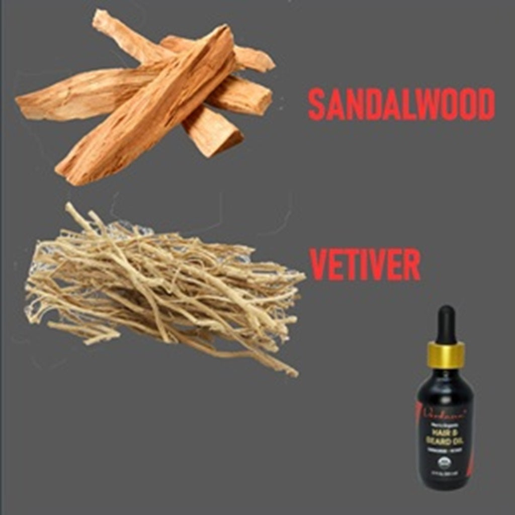 Verdana Men's Organic Hair & Beard Oil - Sandalwood & Vetiver Scent - 2 Fl Oz
