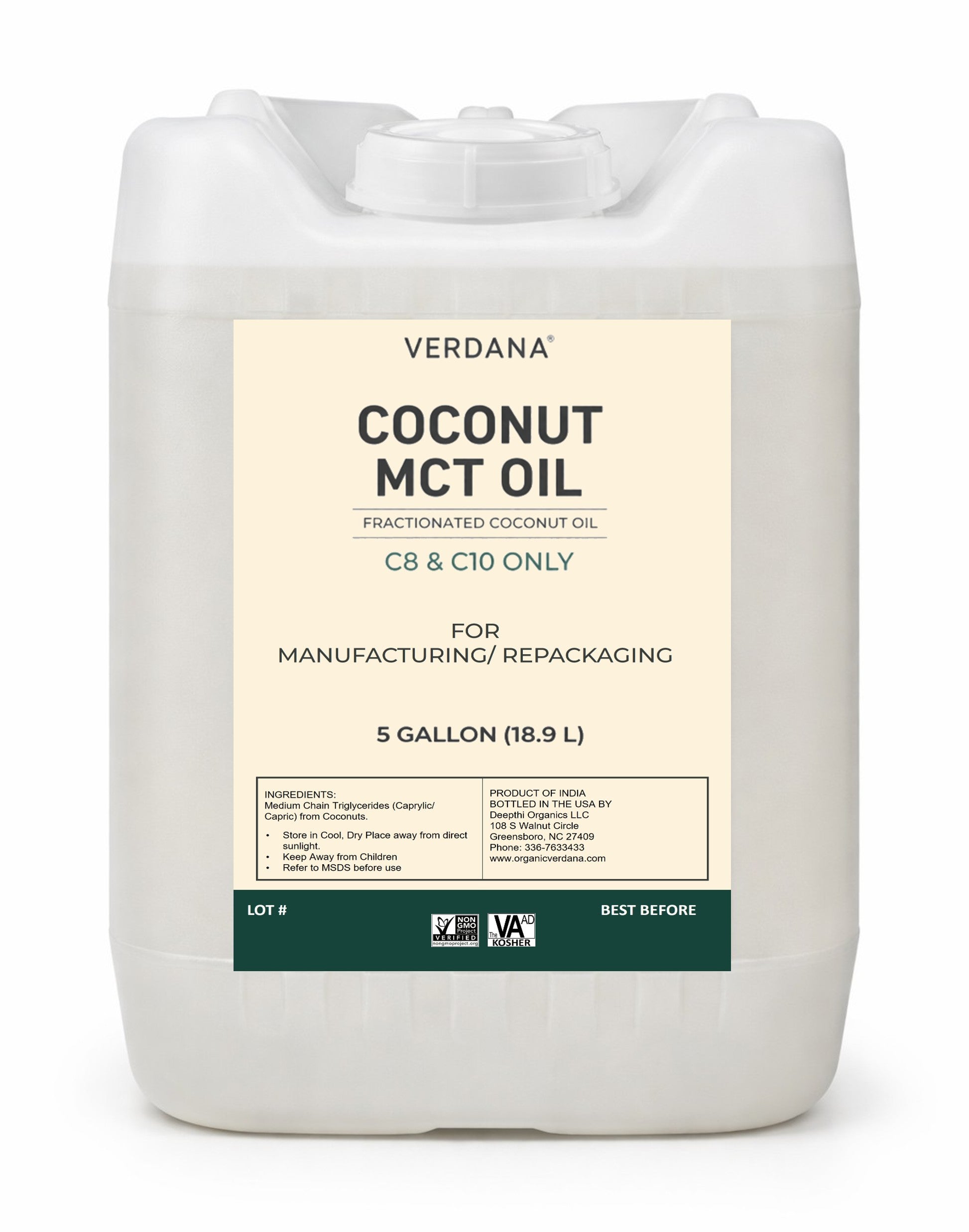 Bulk MCT Oil Supplier | Organic & Conventional Coconut MCT Oil – 1 Gal, 5 Gal & Drums
